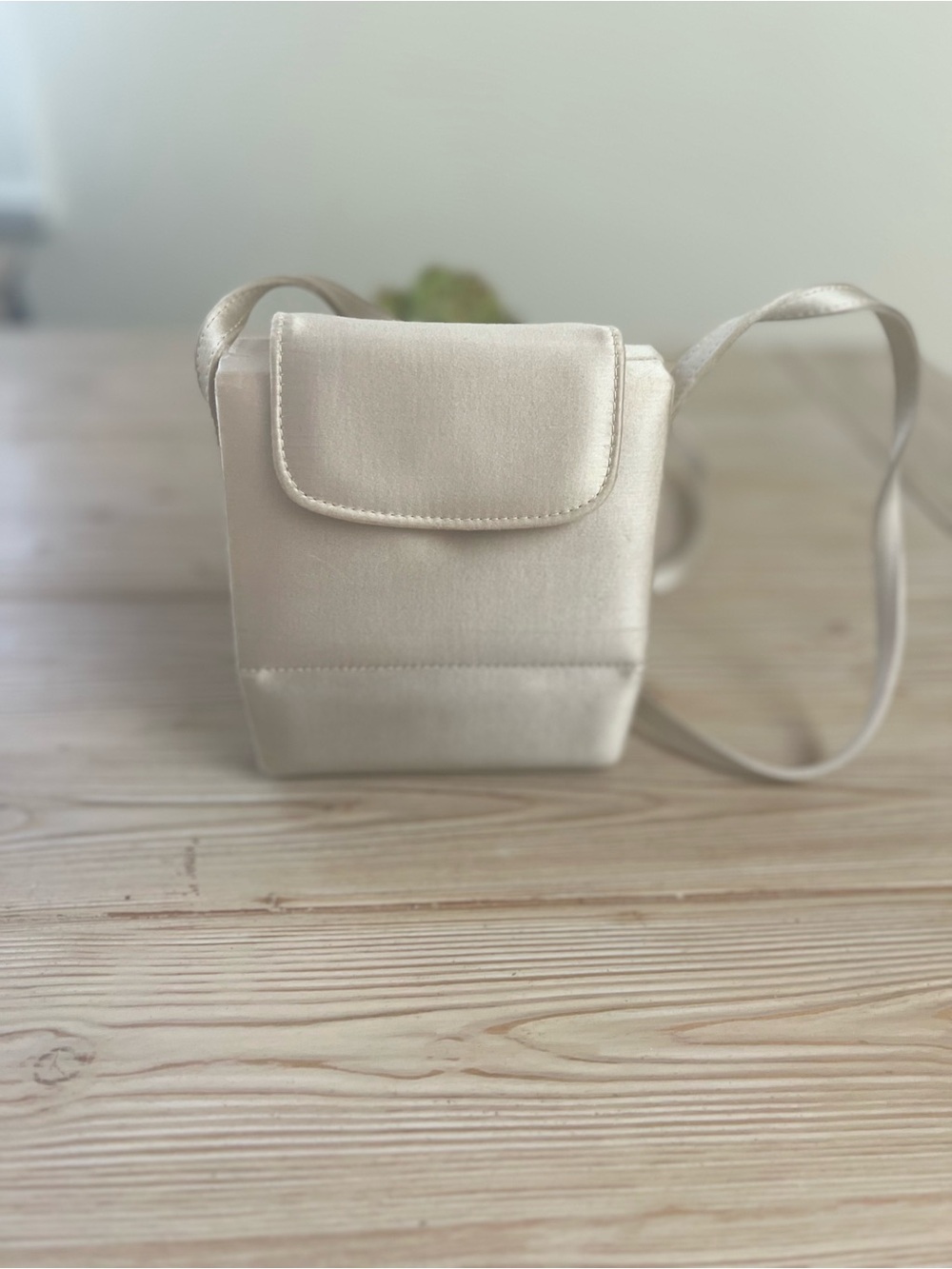 Vintage Stuart Weitzman Ivory Satin Mini Evening Bag Made in Spain